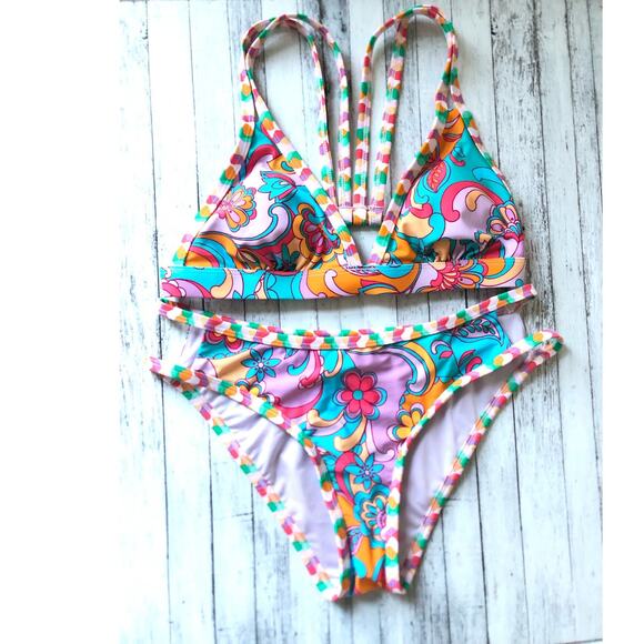 Cupshe two-piece bathing suit boho paisley size Small - Picture 6 of 8